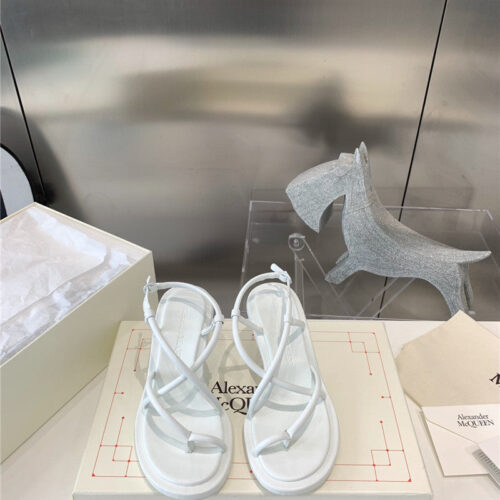 High Quality Luxury Alexander McQueen Strappy Leather Sandals alternate view