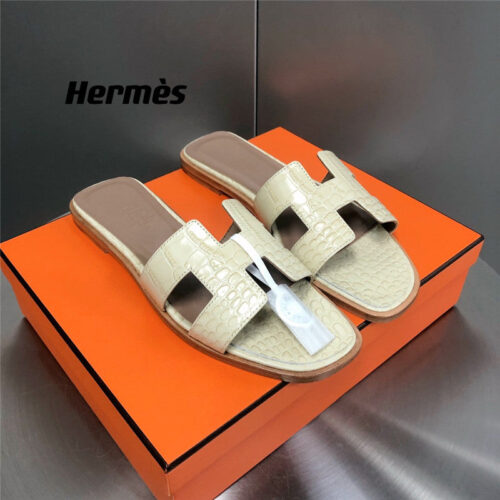 High Quality Luxury Hermes Oran Crocodile Slippers – Style 05315