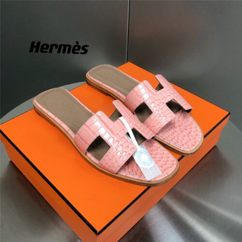 High Quality Luxury Hermes Oran Crocodile Slippers – Style 39779