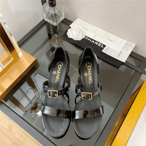 High Quality Luxury Chanel Chunky Heel Sandals – Style 15686 alternate view