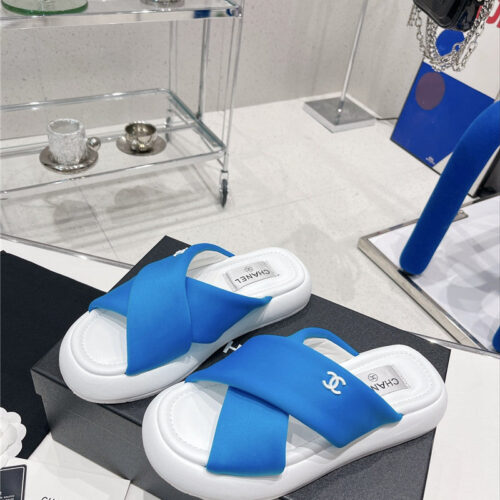 High Quality Luxury Chanel Cross Strap Slippers – Style 79686