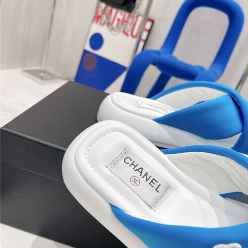 High Quality Luxury Chanel Cross Strap Slippers – Style 79686 product detail