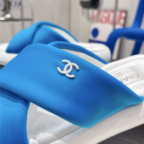 High Quality Luxury Chanel Cross Strap Slippers – Style 79686 product detail