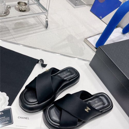 High Quality Luxury Chanel Cross Strap Slippers – Style 48614