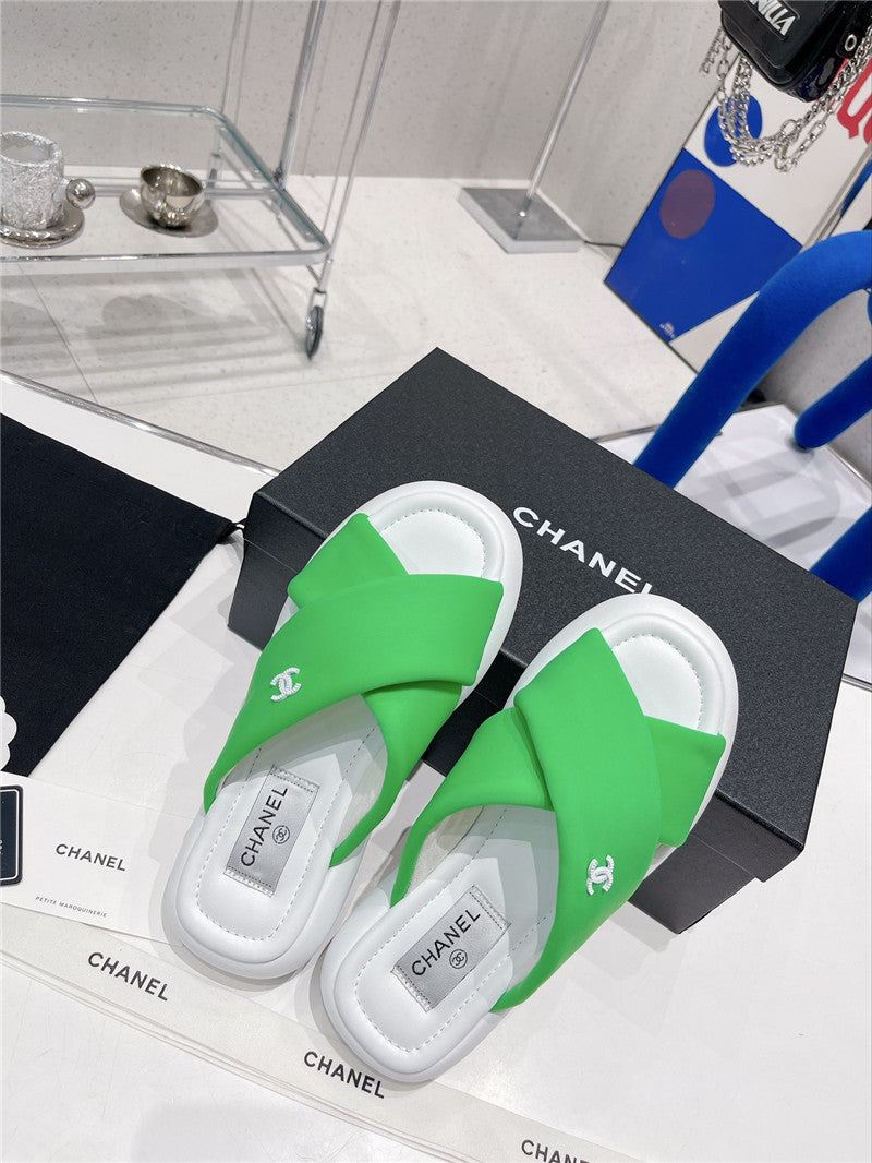High Quality Luxury Chanel Cross Strap Slippers – Style 83078 product detail