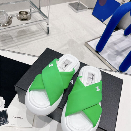 High Quality Luxury Chanel Cross Strap Slippers – Style 83078 alternate view