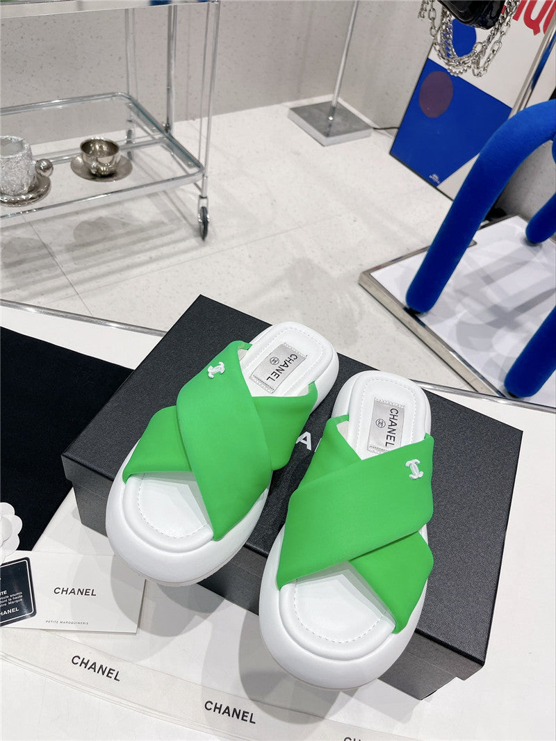 High Quality Luxury Chanel Cross Strap Slippers – Style 83078 product detail