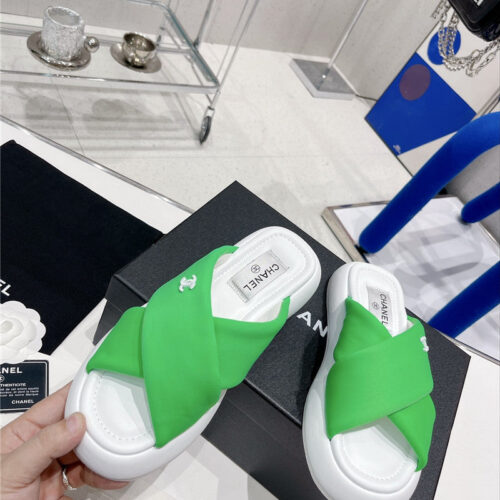 High Quality Luxury Chanel Cross Strap Slippers – Style 83078 product detail