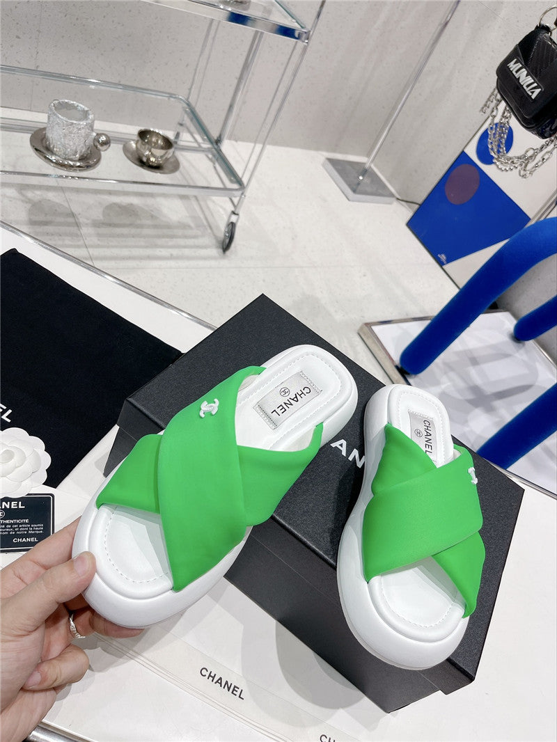 High Quality Luxury Chanel Cross Strap Slippers – Style 83078 product detail
