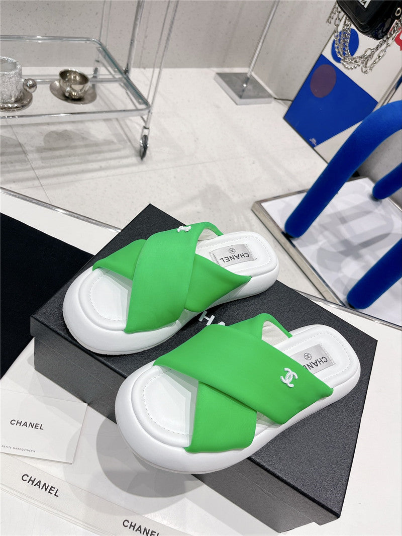 High Quality Luxury Chanel Cross Strap Slippers – Style 83078