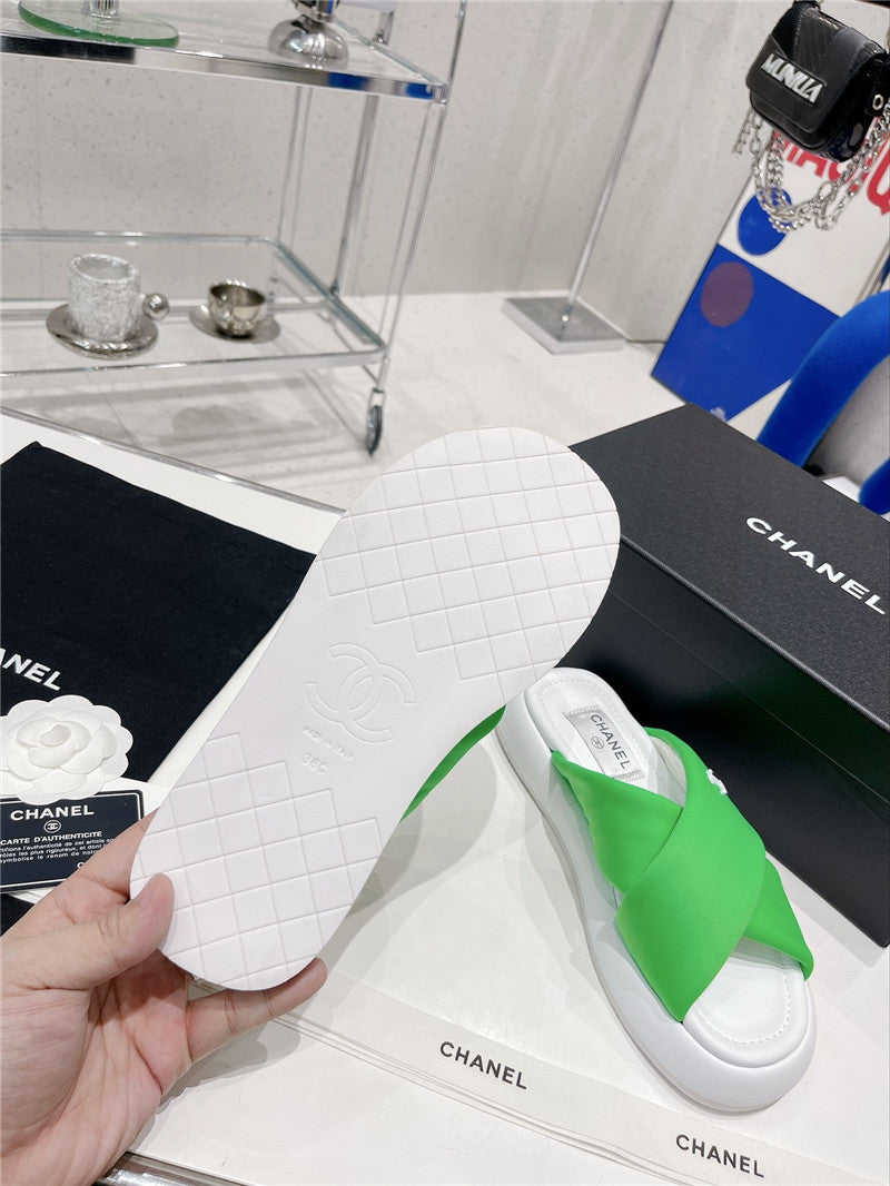 High Quality Luxury Chanel Cross Strap Slippers – Style 83078 product detail