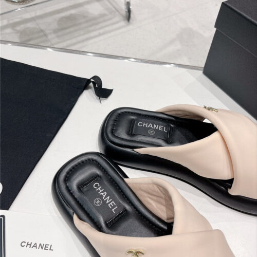 High Quality Luxury Chanel Cross Strap Slippers product detail