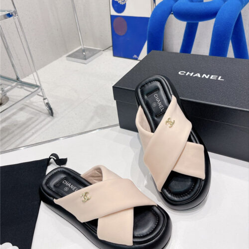 High Quality Luxury Chanel Cross Strap Slippers product detail