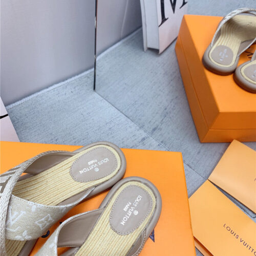 High Quality Luxury Louis Vuitton Denim Platform Slippers – Style 32067 product detail