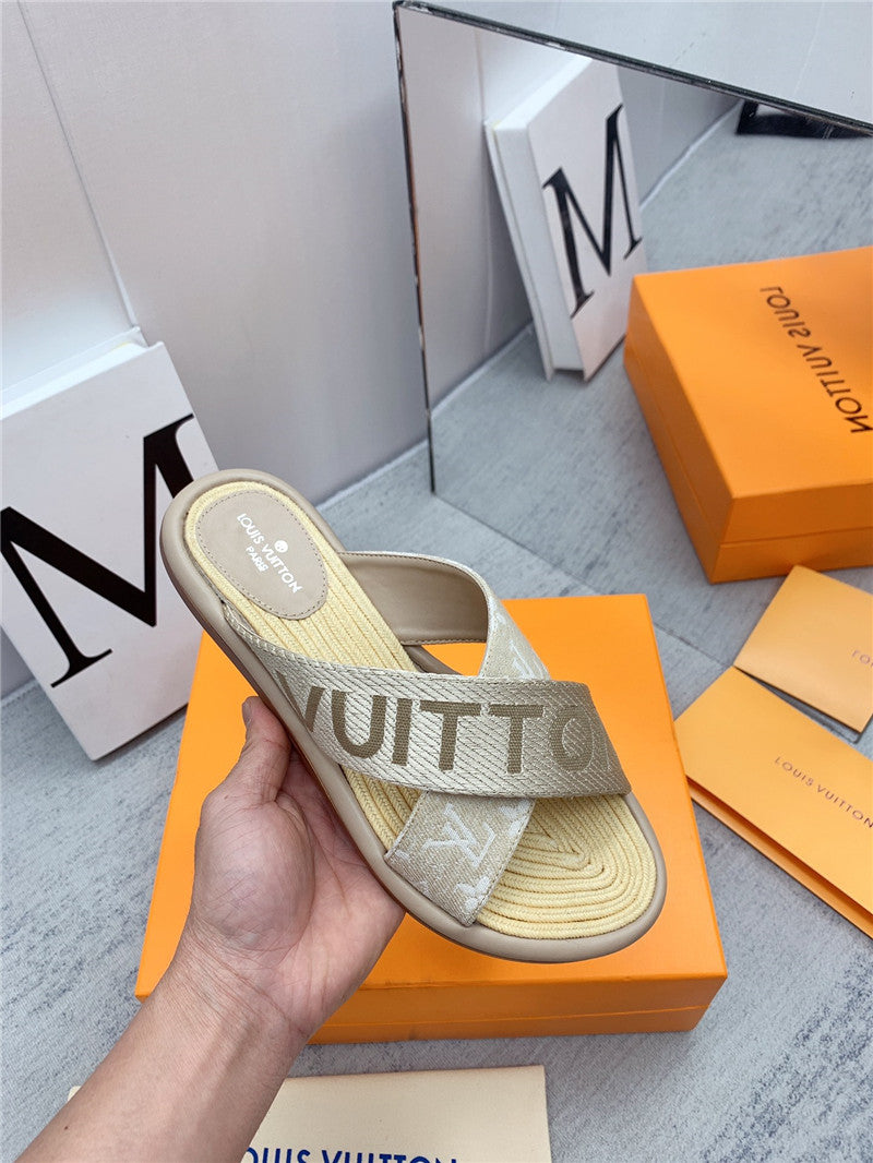 High Quality Luxury Louis Vuitton Denim Platform Slippers – Style 32067 product detail