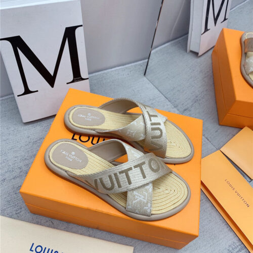 High Quality Luxury Louis Vuitton Denim Platform Slippers – Style 32067