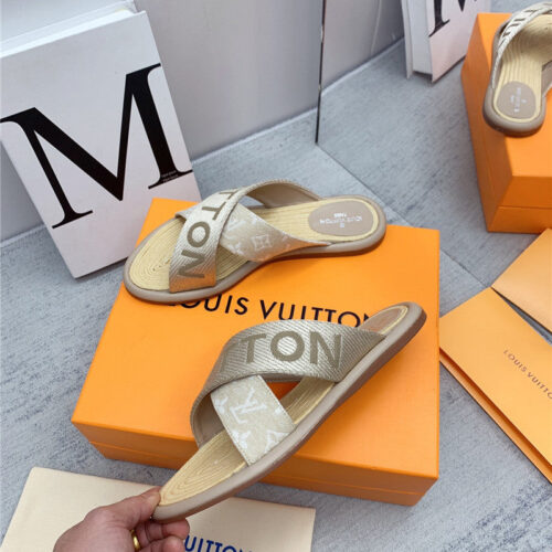 High Quality Luxury Louis Vuitton Denim Platform Slippers – Style 32067 product detail