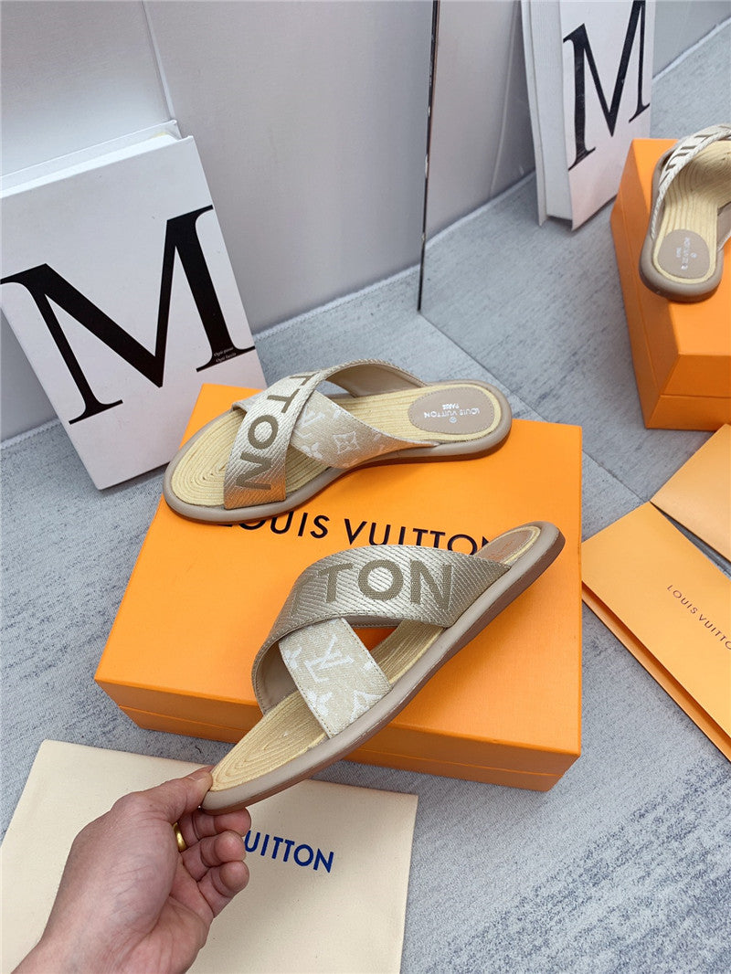 High Quality Luxury Louis Vuitton Denim Platform Slippers – Style 32067 product detail