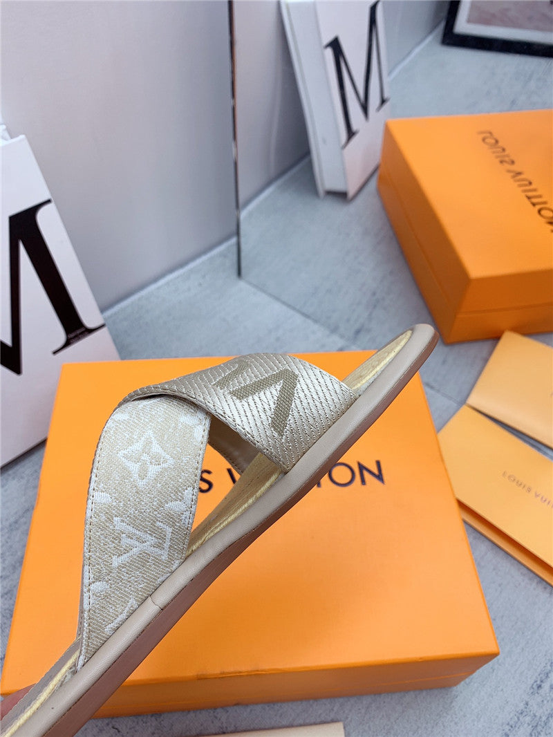 High Quality Luxury Louis Vuitton Denim Platform Slippers – Style 32067 product detail