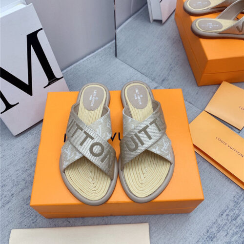 High Quality Luxury Louis Vuitton Denim Platform Slippers – Style 32067 alternate view