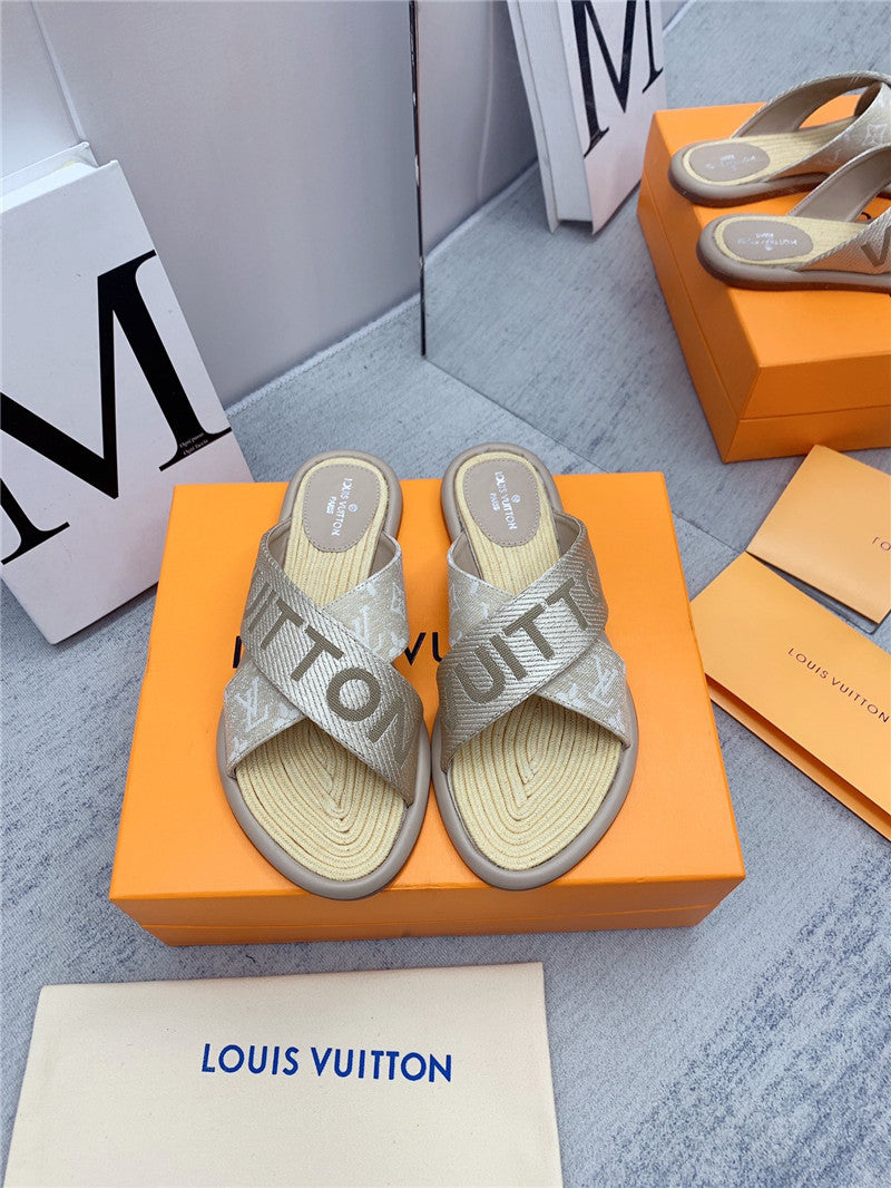 High Quality Luxury Louis Vuitton Denim Platform Slippers – Style 32067 product detail