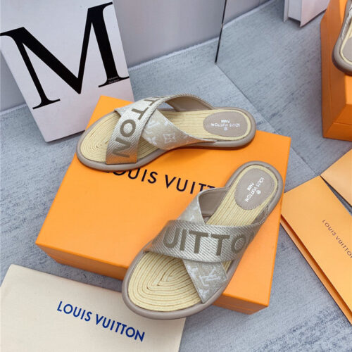 High Quality Luxury Louis Vuitton Denim Platform Slippers – Style 32067 product detail