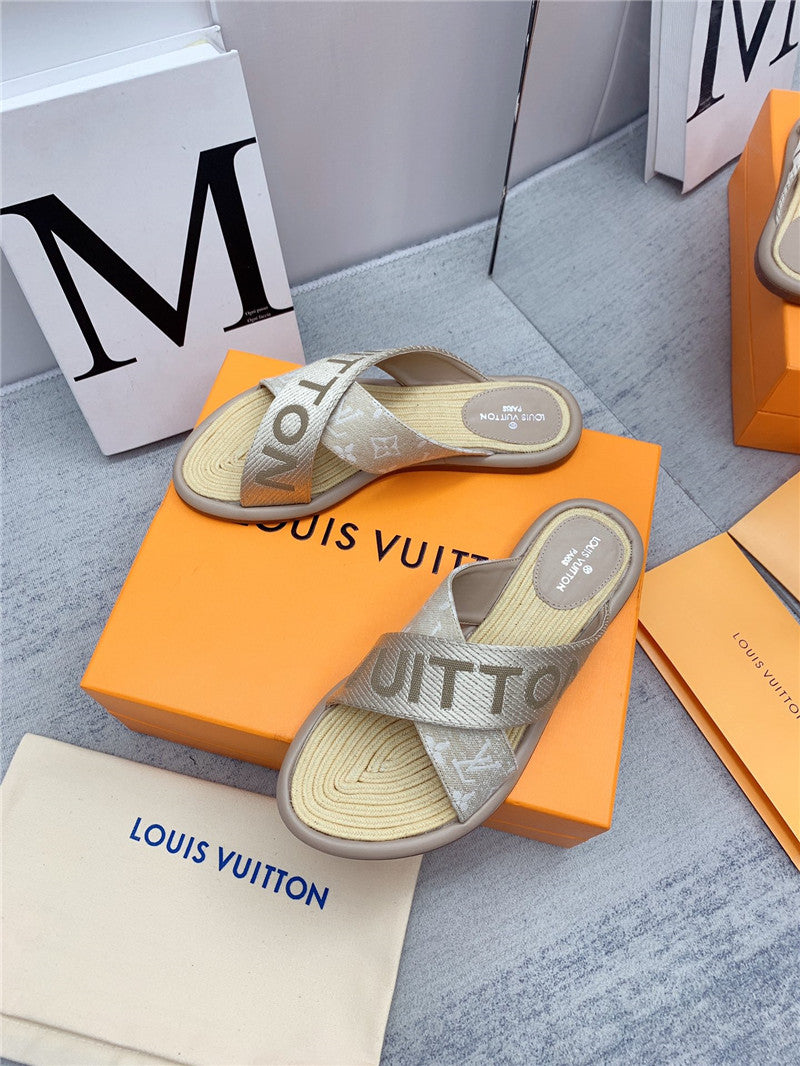 High Quality Luxury Louis Vuitton Denim Platform Slippers – Style 32067 product detail