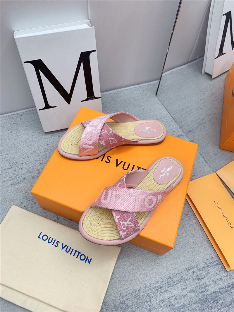 High Quality Luxury Louis Vuitton Denim Platform Slippers – Style 64835 product detail