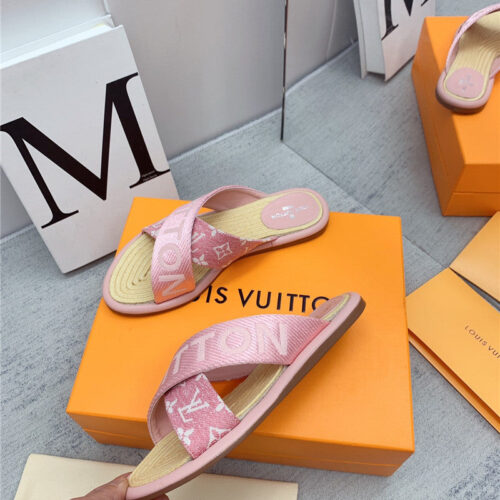 High Quality Luxury Louis Vuitton Denim Platform Slippers – Style 64835 product detail