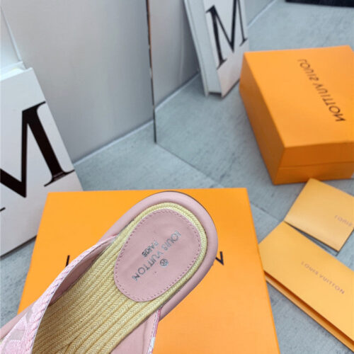High Quality Luxury Louis Vuitton Denim Platform Slippers – Style 64835 product detail