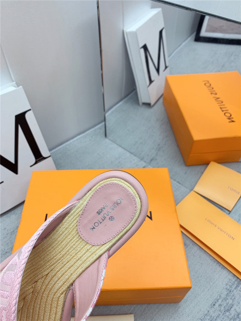High Quality Luxury Louis Vuitton Denim Platform Slippers – Style 64835 product detail