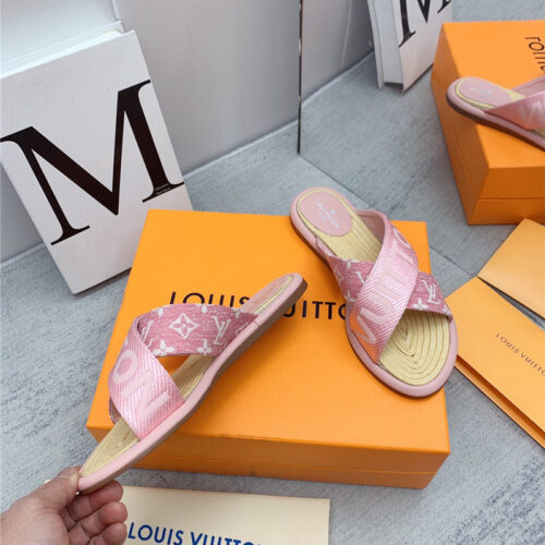 High Quality Luxury Louis Vuitton Denim Platform Slippers – Style 64835 product detail