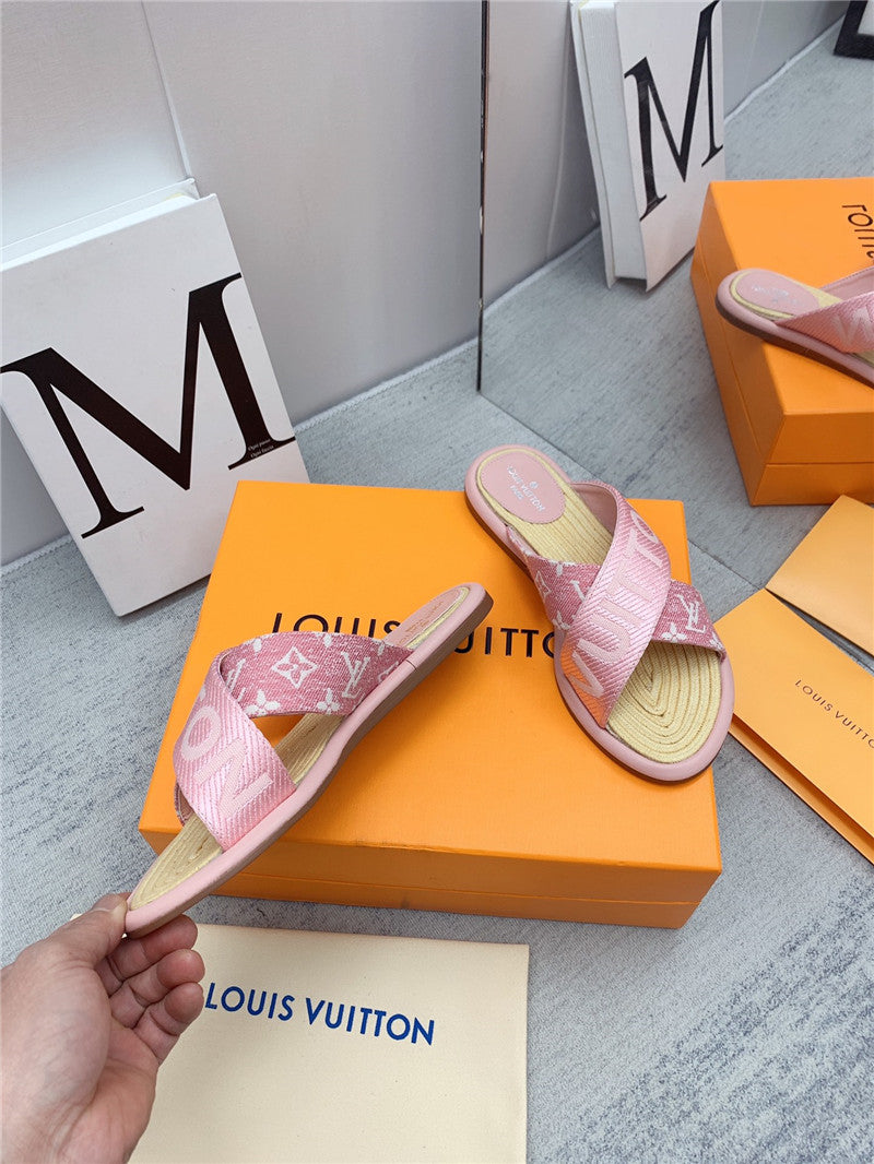 High Quality Luxury Louis Vuitton Denim Platform Slippers – Style 64835 product detail