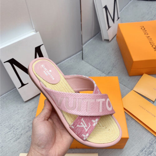 High Quality Luxury Louis Vuitton Denim Platform Slippers – Style 64835 product detail
