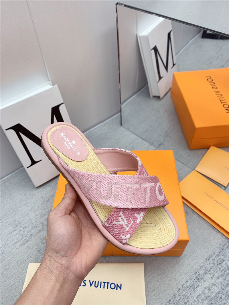 High Quality Luxury Louis Vuitton Denim Platform Slippers – Style 64835 product detail