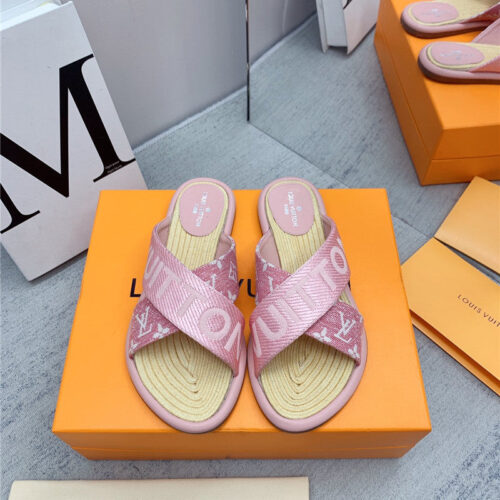 High Quality Luxury Louis Vuitton Denim Platform Slippers – Style 64835 alternate view