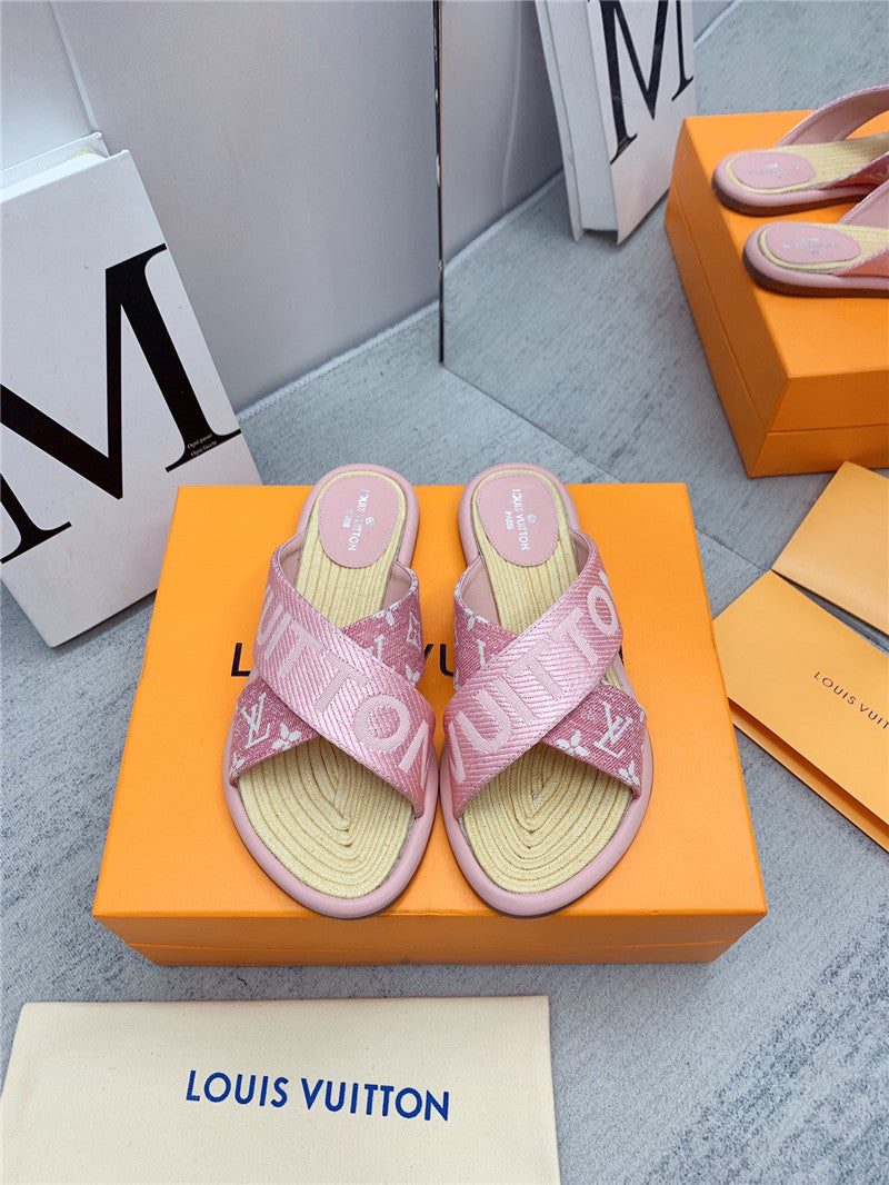 High Quality Luxury Louis Vuitton Denim Platform Slippers – Style 64835 product detail
