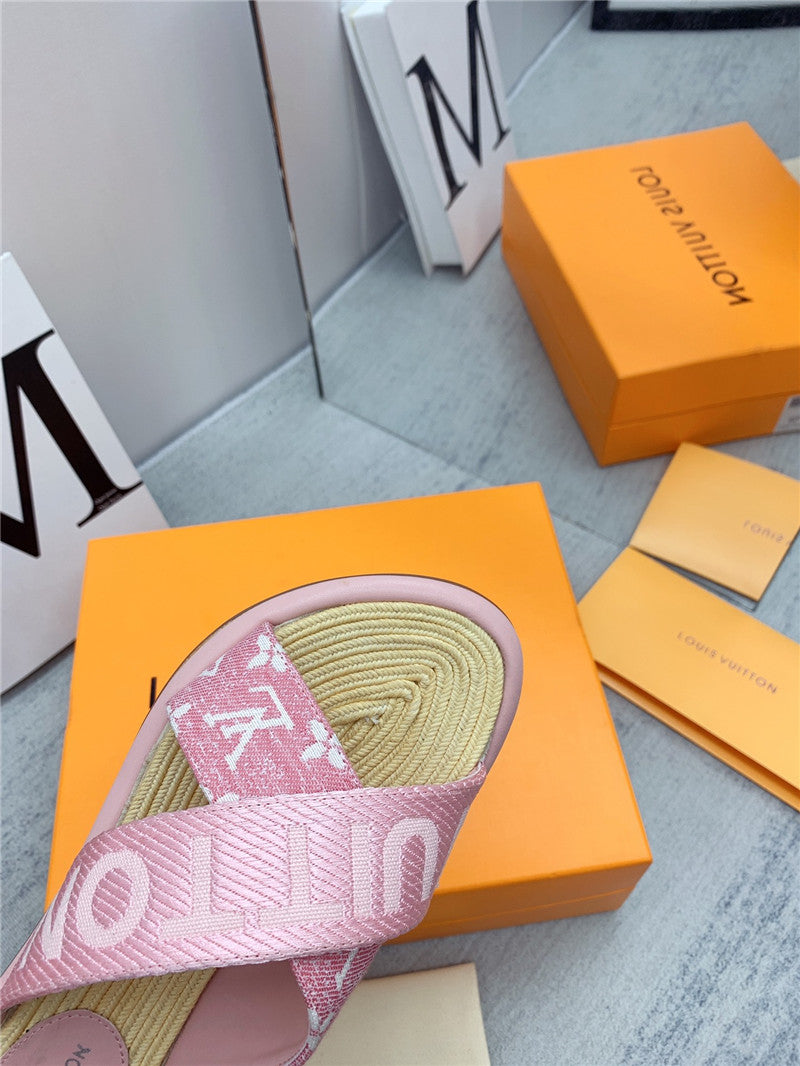 High Quality Luxury Louis Vuitton Denim Platform Slippers – Style 64835 product detail