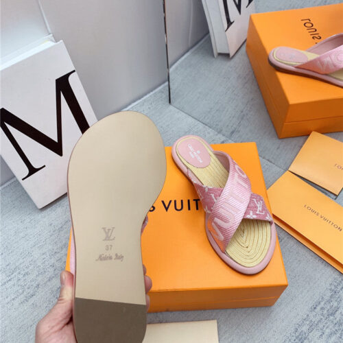 High Quality Luxury Louis Vuitton Denim Platform Slippers – Style 64835 product detail