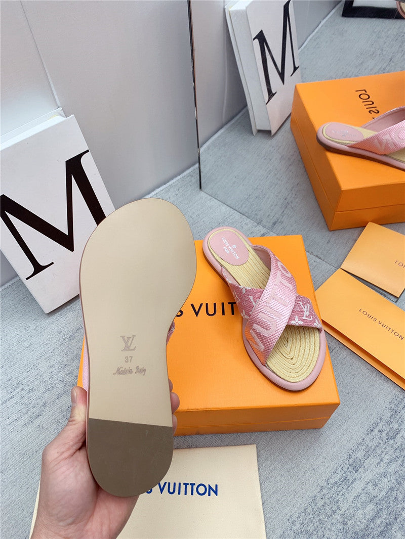 High Quality Luxury Louis Vuitton Denim Platform Slippers – Style 64835 product detail