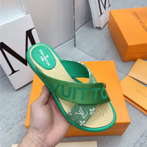 High Quality Luxury Louis Vuitton Denim Platform Slippers – Style 97603 product detail