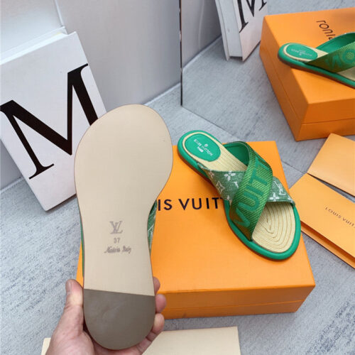 High Quality Luxury Louis Vuitton Denim Platform Slippers – Style 97603 product detail