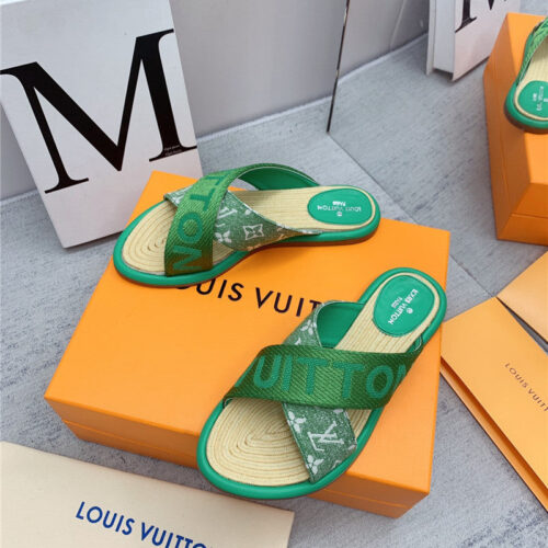 High Quality Luxury Louis Vuitton Denim Platform Slippers – Style 97603 product detail