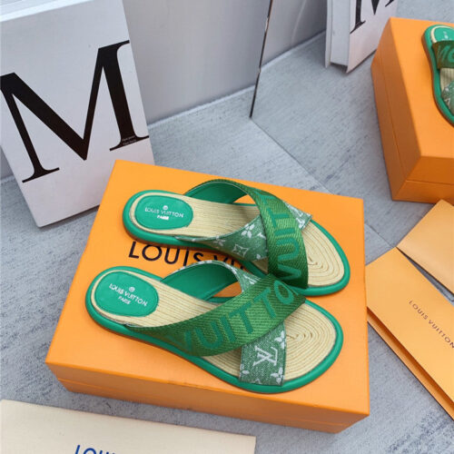 High Quality Luxury Louis Vuitton Denim Platform Slippers – Style 97603