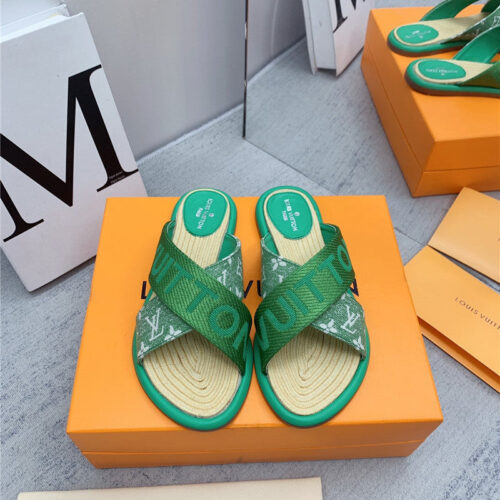 High Quality Luxury Louis Vuitton Denim Platform Slippers – Style 97603 alternate view