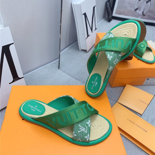 High Quality Luxury Louis Vuitton Denim Platform Slippers – Style 97603 product detail