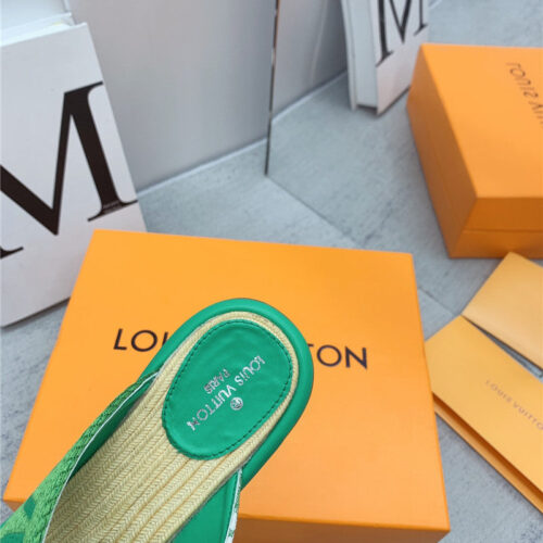 High Quality Luxury Louis Vuitton Denim Platform Slippers – Style 97603 product detail
