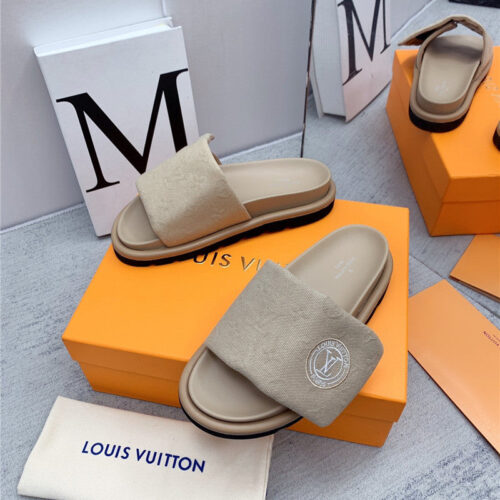 High Quality Luxury Louis Vuitton Denim Platform Slippers product detail