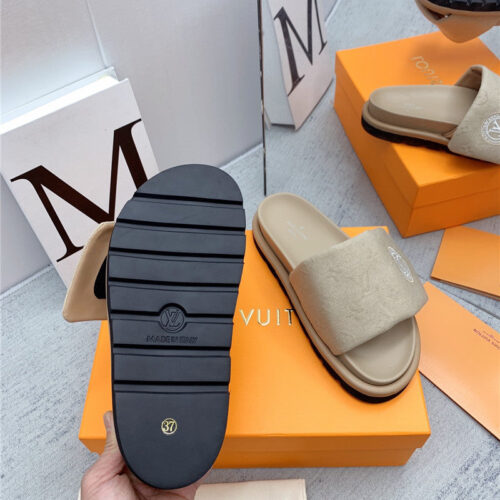 High Quality Luxury Louis Vuitton Denim Platform Slippers product detail