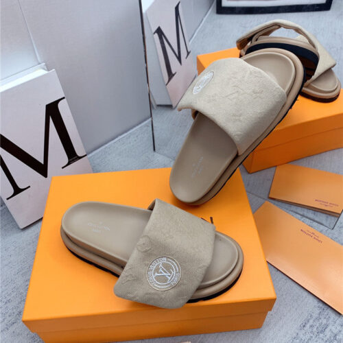 High Quality Luxury Louis Vuitton Denim Platform Slippers product detail
